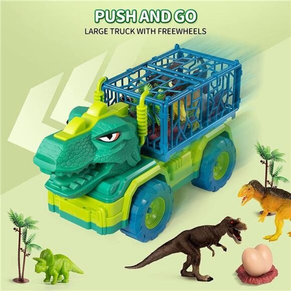 Dinosaur Truck Toys for Kids 3-5 Years, Transport Car Truck with 8 Dino Figures - Picture 4 of 6